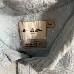 Goodfellow & Co short sleeve button up; XXL; light blue